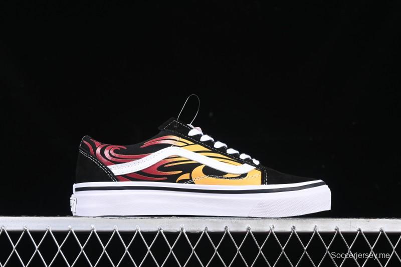 Vans Old Skool Flame Red Low-Top Casual Skate Shoes - VN000CQDBA5