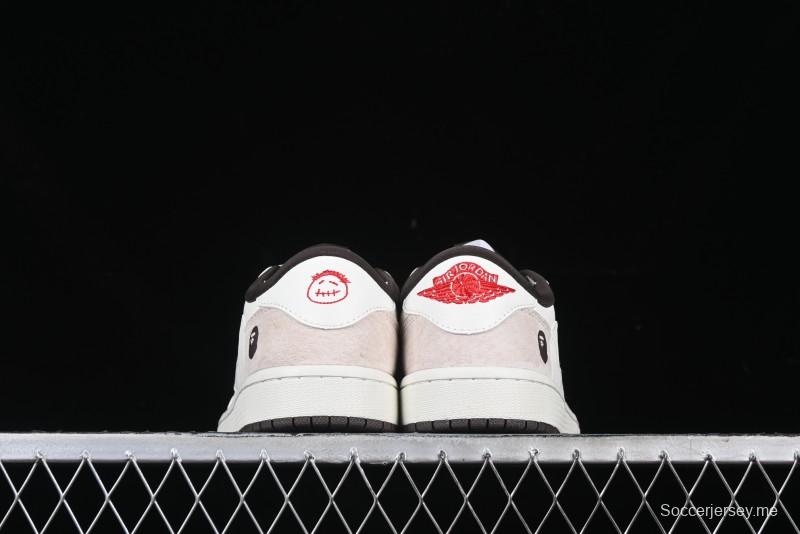 Nike Travis Scott x Fragment Design x Air Jordan 1 Low OG SP AJ1 Bape Collaboration Sneakers - AG3702-807