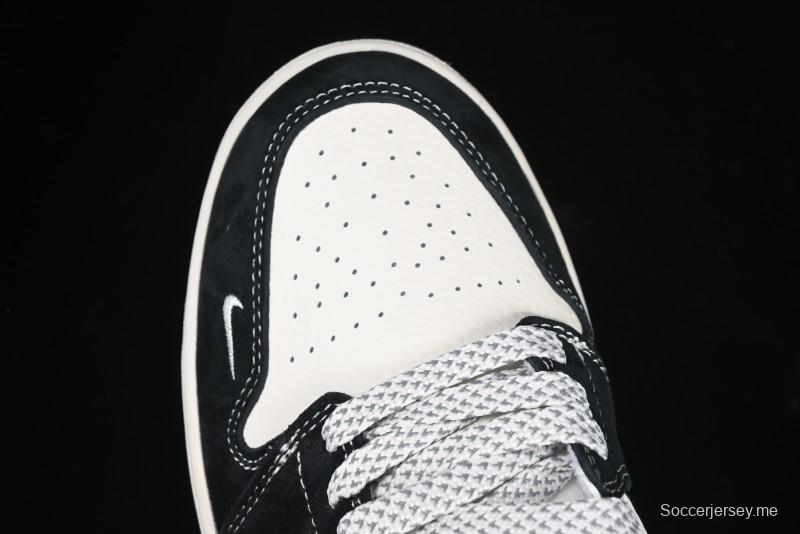 Nike Air Jordan 1 Low Retro Basketball Shoes Custom Stussy Black - FC1688-199