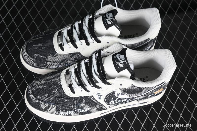 Nike Air Force 1 '07 Low "Black Jeans" Graffiti Casual Sneakers - FB0607-660