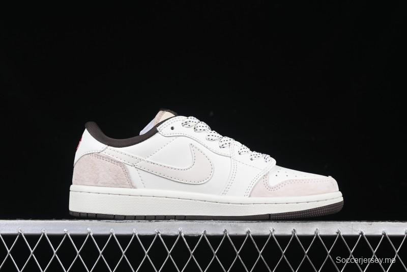 Nike Travis Scott x Fragment Design x Air Jordan 1 Low OG SP AJ1 Bape Collaboration Sneakers - AG3702-807