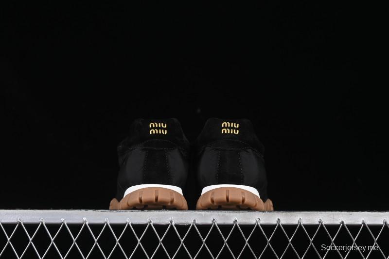 Miu Miu Suede Round Toe Lace-Up Women's Low-Top Casual Shoes - 99D4