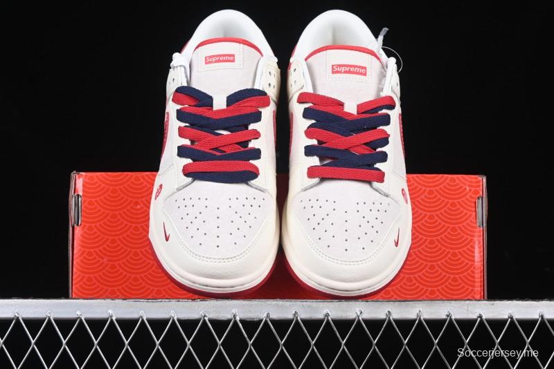 Nike SB Dunk Low Supreme Collaboration Year of the Snake Limited Edition Red Snake Print Anniversary Custom Low-Top Casual Sneakers - XS1086-015