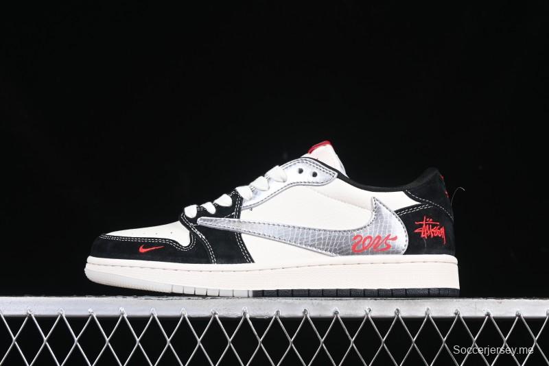 Nike Travis Scott x Fragment Design x Air Jordan 1 Low OG SP AJ1 Retro Sneakers with Unique Collaboration Design - DM9288-007