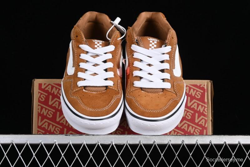 Vans Caldrone Classic American Retro Skate Shoes in Brown Orange - VN000CXZ1OU