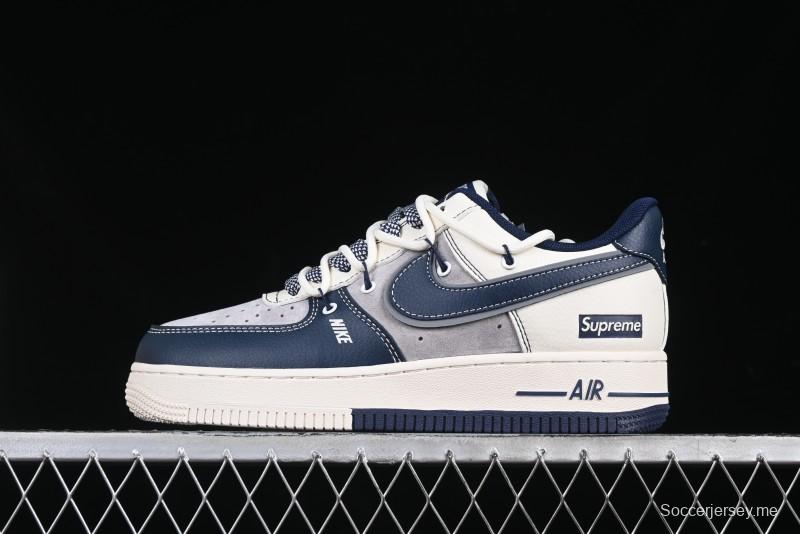 Nike Air Force 1 '07 Low Supreme Collaboration Beige Blue Low-Top Casual Sneakers - DM6688-018