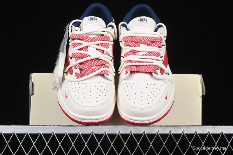 Nike Travis Scott x Fragment Design x Air Jordan 1 Low OG SP AJ1 Retro Sneakers with Reverse Swoosh - SJ0086-138