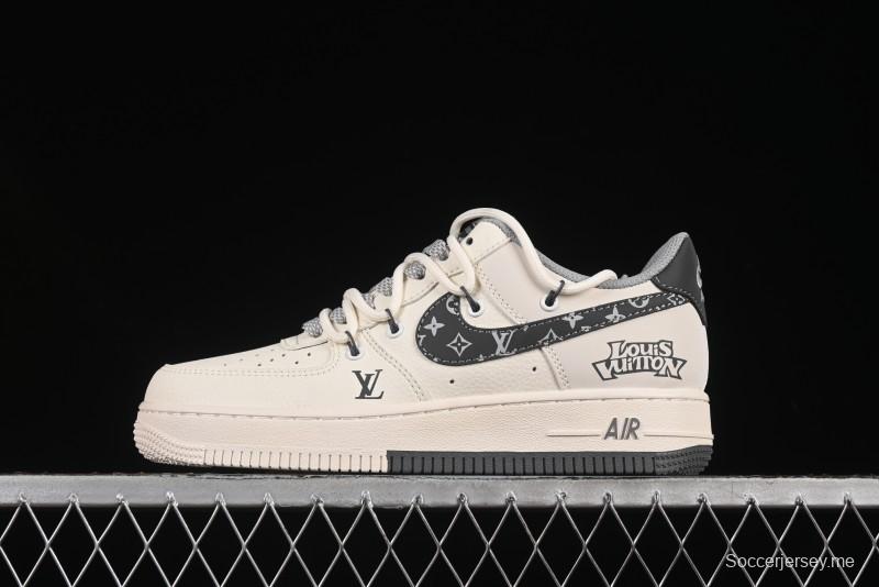 Nike Air Force 1 '07 Low LV Collaboration Two-Tone Grey Pattern Lace-Up Casual Sneakers - DM6868-063