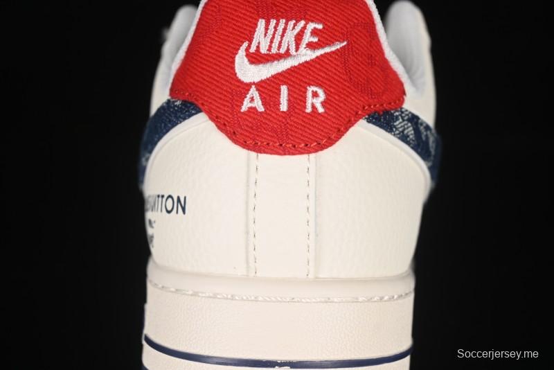 Nike Air Force 1'07 Low LV Collaboration Blue Denim Swoosh Casual Sneakers - XX3168-128