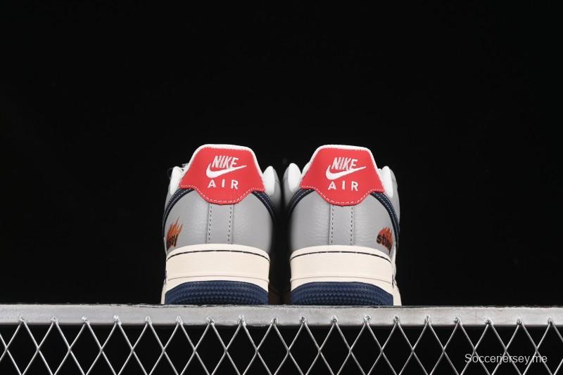 Nike Air Force 1 '07 Low Stussy Double Flame Casual Sneakers with Full-Length Air Cushion - XS1958-555
