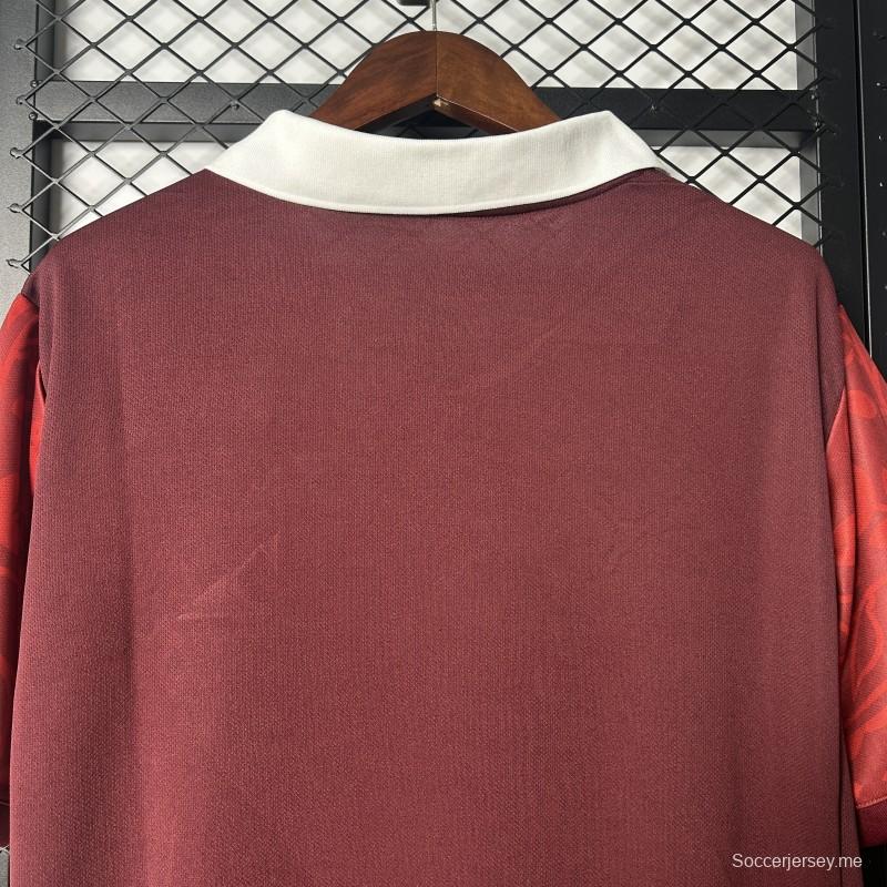 2025 منتخب البرتغال 2025 قميص منتخب البرتغال الوطني باللون العنابي بنقوش زهرية