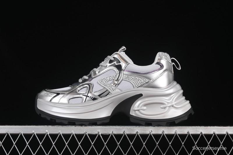 GG-CC 25ss حذاء رياضي مكتنزة جديد بمنصة مكتنزة بزيادة ارتفاع 7 سم وتصميم غير منتظم - 668-2 أسود