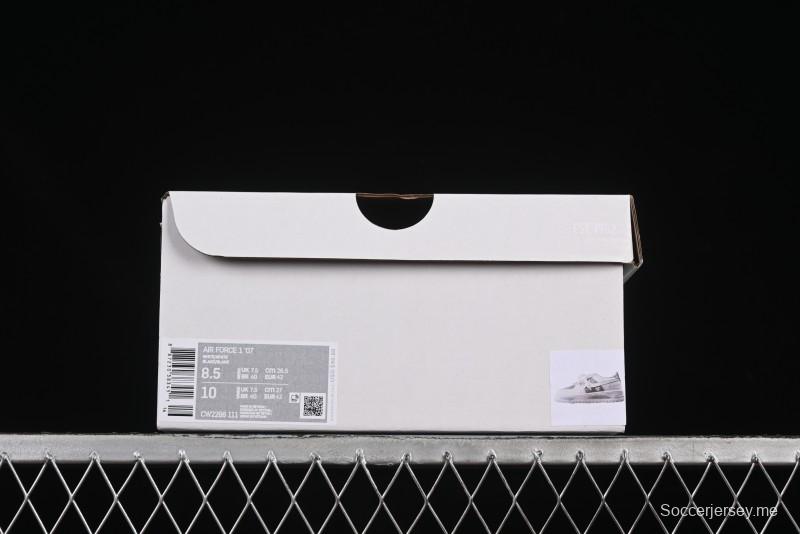 حذاء نايك اير فورس 1 '07 المنخفض نايك اير فورس 1 '07 منخفض مخصص رسمي ذو طراز ساخن 2D بطابع رسمي أبيض رمادي بطلاء رذاذ الطلاء الرمادي - CW2288-111