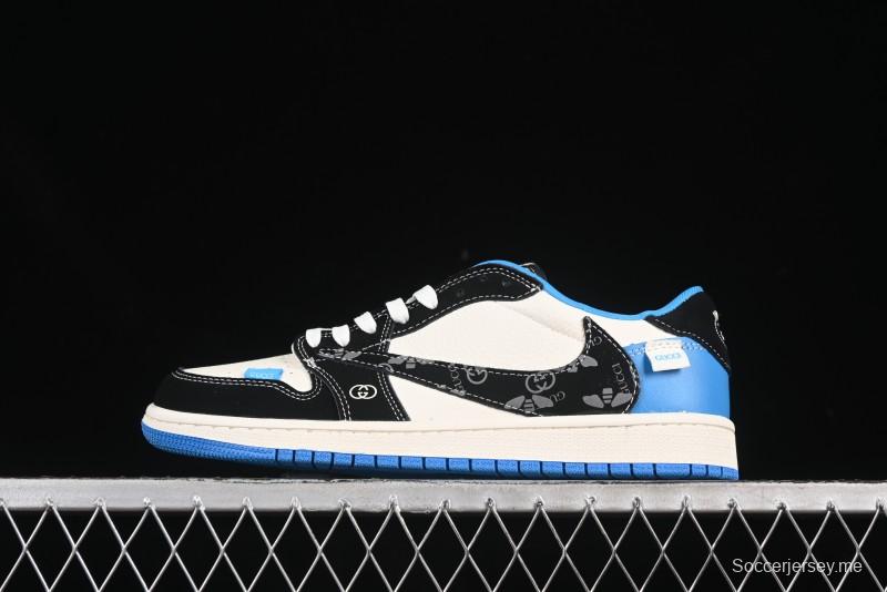 حذاء نايك ترافيس سكوت x Fragment Design x Air Jordan 1 Low OG SP SP AJ1 Collaboration من نايك باللون الأزرق/ الأسود - XS2024-037