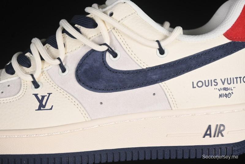 حذاء نايك اير فورس 1 '07 منخفض LV Collaboration Blue Swoosh Drawstring Sneakers Casual - DM686868-083