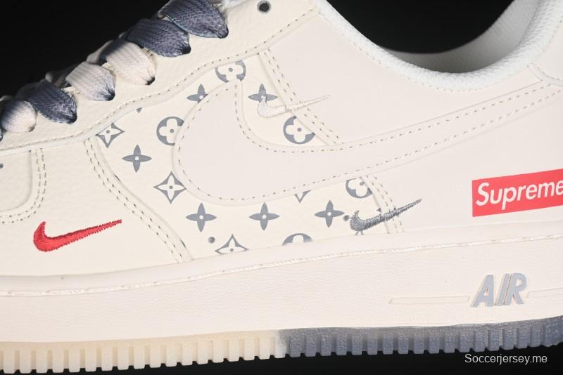 حذاء نايك اير فورس 1 '07 سوبريم سوبريم سوبريم سنيكرز نايك اير فورس 1 '07 سوبريم سوبريم تعاون دوال تون رمادي مطبوع كاجوال - HH7518-077