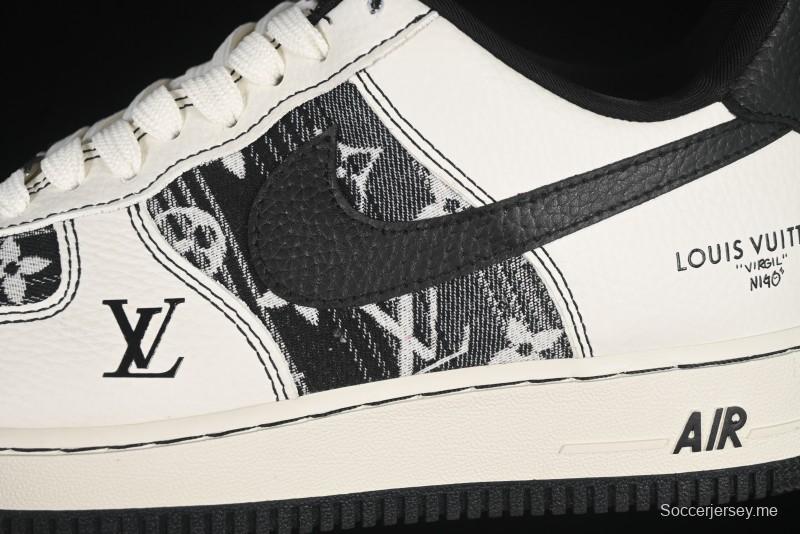 حذاء نايك اير فورس 1 '07 المنخفض من نايك اير فورس 1 '07 LV Collaboration باللون الكريمي أسود كاجوال - BZ6808-103