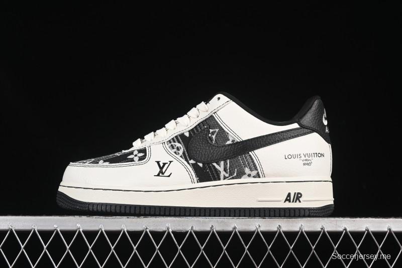 حذاء نايك اير فورس 1 '07 المنخفض من نايك اير فورس 1 '07 LV Collaboration باللون الكريمي أسود كاجوال - BZ6808-103