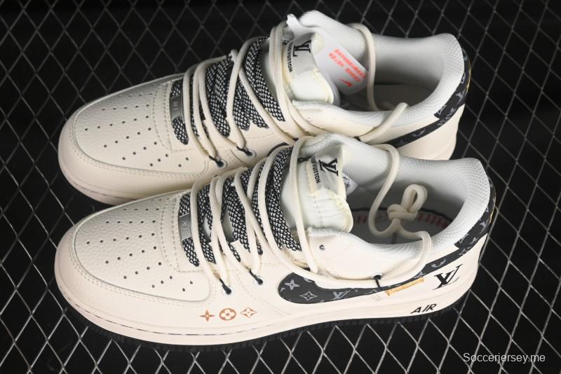 حذاء نايك اير فورس 1 '07 منخفض LV Collaboration Blue Swoosh Drawstring Sneakers Casual - DM686868-061