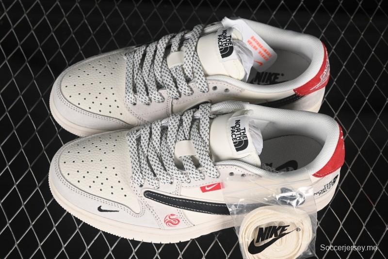 حذاء نايك ترافيس سكوت x Fragment Design x Air Jordan 1 OG Low OG SP AJ1 AJ1 North Face Collaboration Dual Swoosh Collaboration حذاء رياضي كاجوال منخفض السقف - YX5066-308