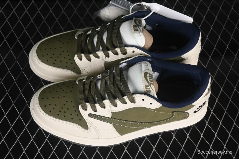 حذاء نايك ترافيس سكوت x Fragment Design x Air Jordan 1 Low OG SP AJ1 AJ1 Dior Collaboration حذاء رياضي كاجوال أبيض بيج منخفض علوي - LD2025-008