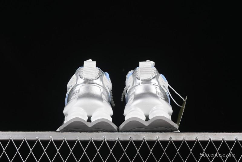 GG-CC حذاء أبي مجوف بأربطة من نفس الطراز مع زيادة ارتفاع مخفي 5 سم - G25X269 أبيض أزرق