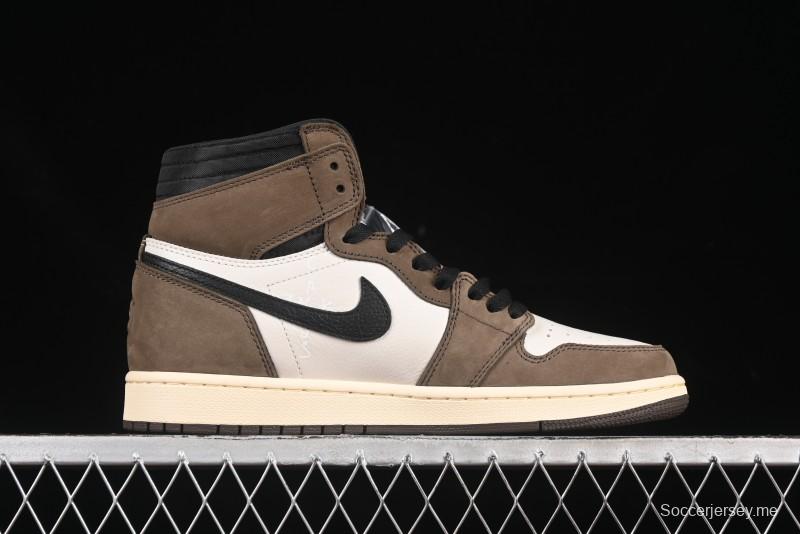 نايك ترافيس سكوت × اير جوردان 1 هاي جوردان 1 هاي أو جي AJ1 إصدار محدود من نايك ترافيس سكوت × اير جوردان 1 هاي اوج AJ1 إصدار عكسي سووش - CD4487-100