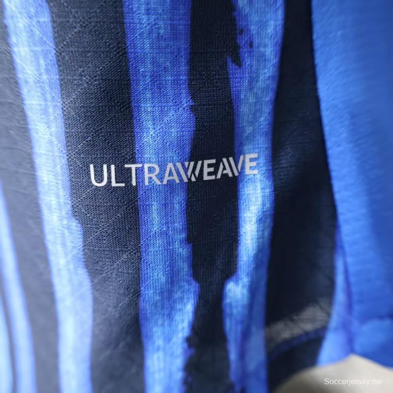 نسخة اللاعب 25/26 قميص الهلال 25/26 أزرق بخطوط عمودية