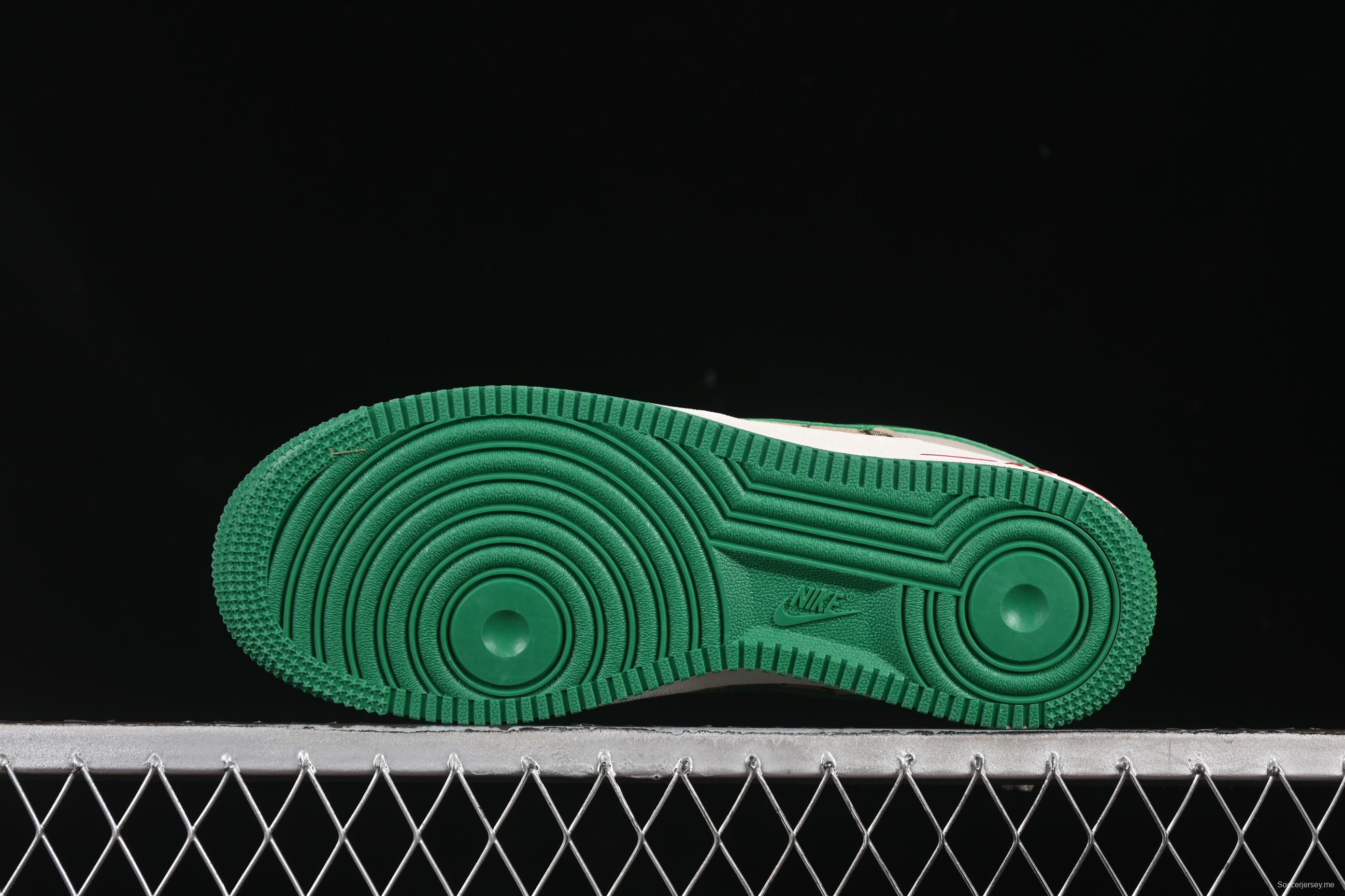 Nike Air Force 1 '07 Low Gucci Collaboration Grey Brown with Green Swoosh Casual Sneakers - LW9279-003