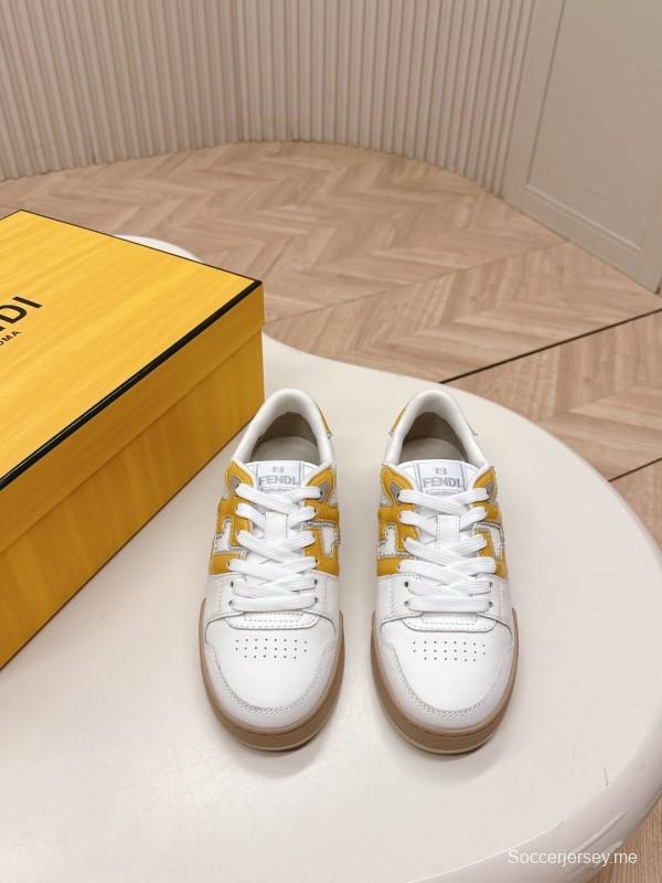 2025 Unisex Fendi White Yellow Leather Plimsolls FD Match LY00360(F)/LY00370(M)