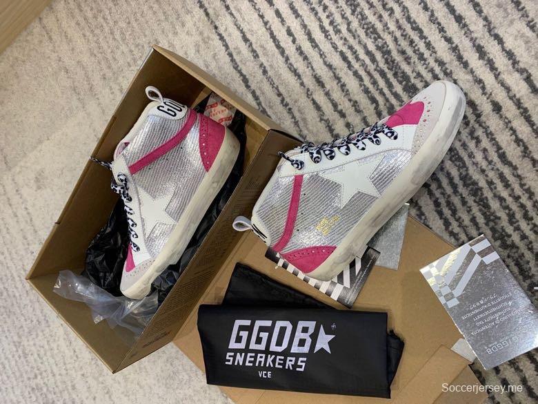 2024 Unisex GGDB White Pink Leather Suede High Top Sneakers MJ00300