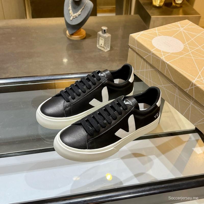 2025 Unisex VEJA Black White Leather Sneakers