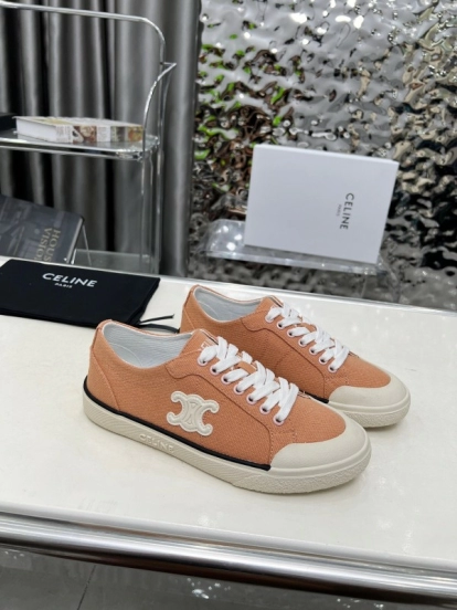 2025 Women Celine Apricot Canvas Sneakers LY00210