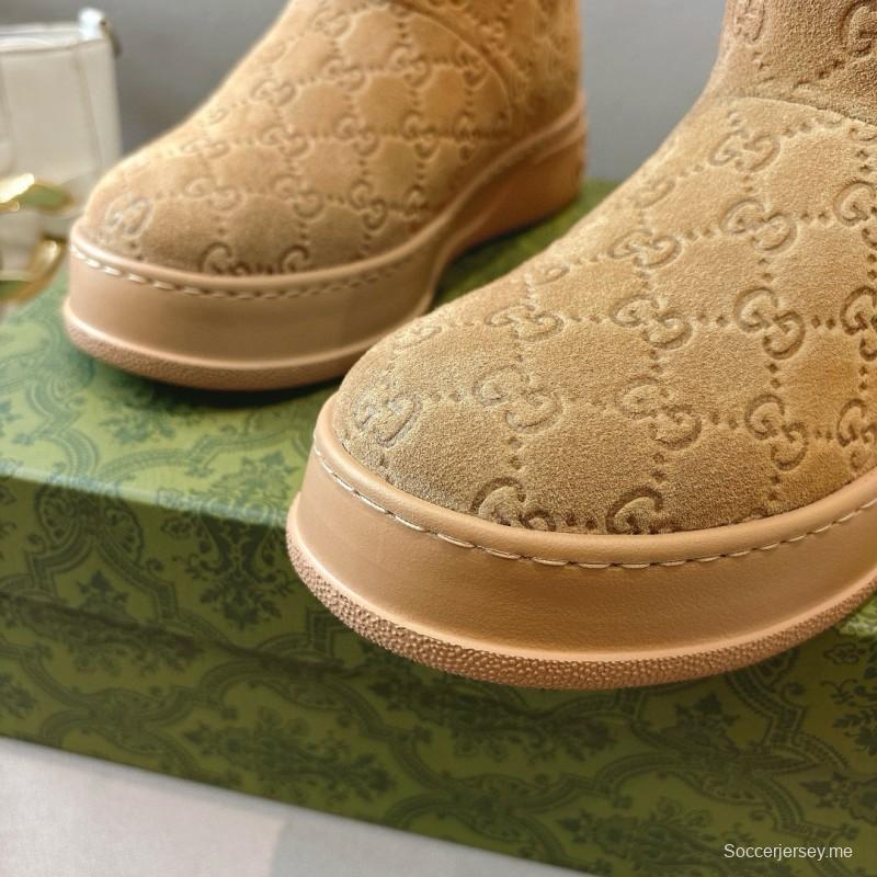 2024 Women Gucci Beige Suede Snow Boots MG00350
