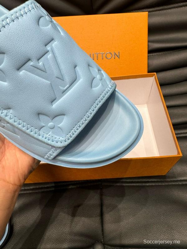 2024 Slippers Louis Vuitton light blue synthetic leather Slippers MJ00200