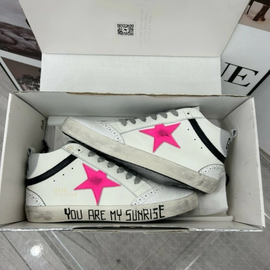 2024 Unisex GGDB White Pink Leather High Top Sneakers MJ00300