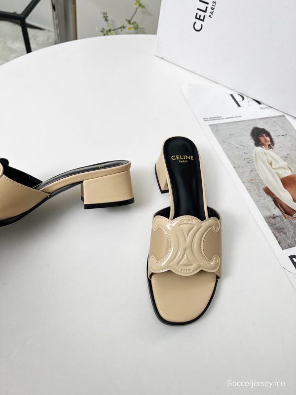 2025 Women Celine Beige Leather Mules