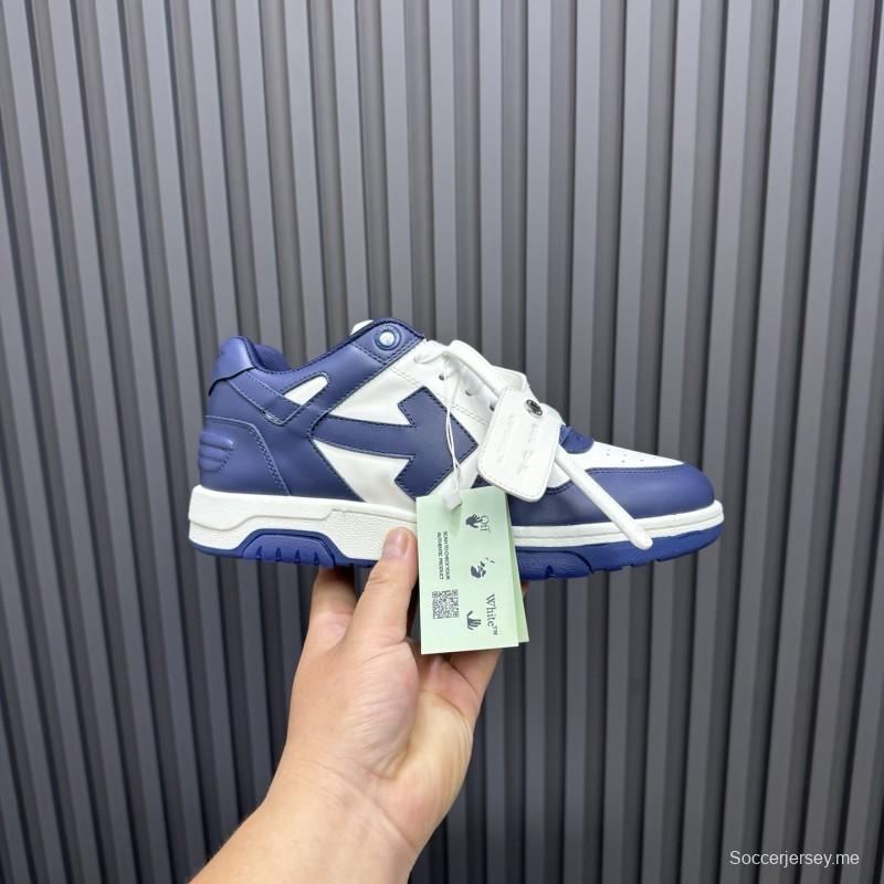 2025 Unisex Off-White Navy White Leather Sneakers MJ00320