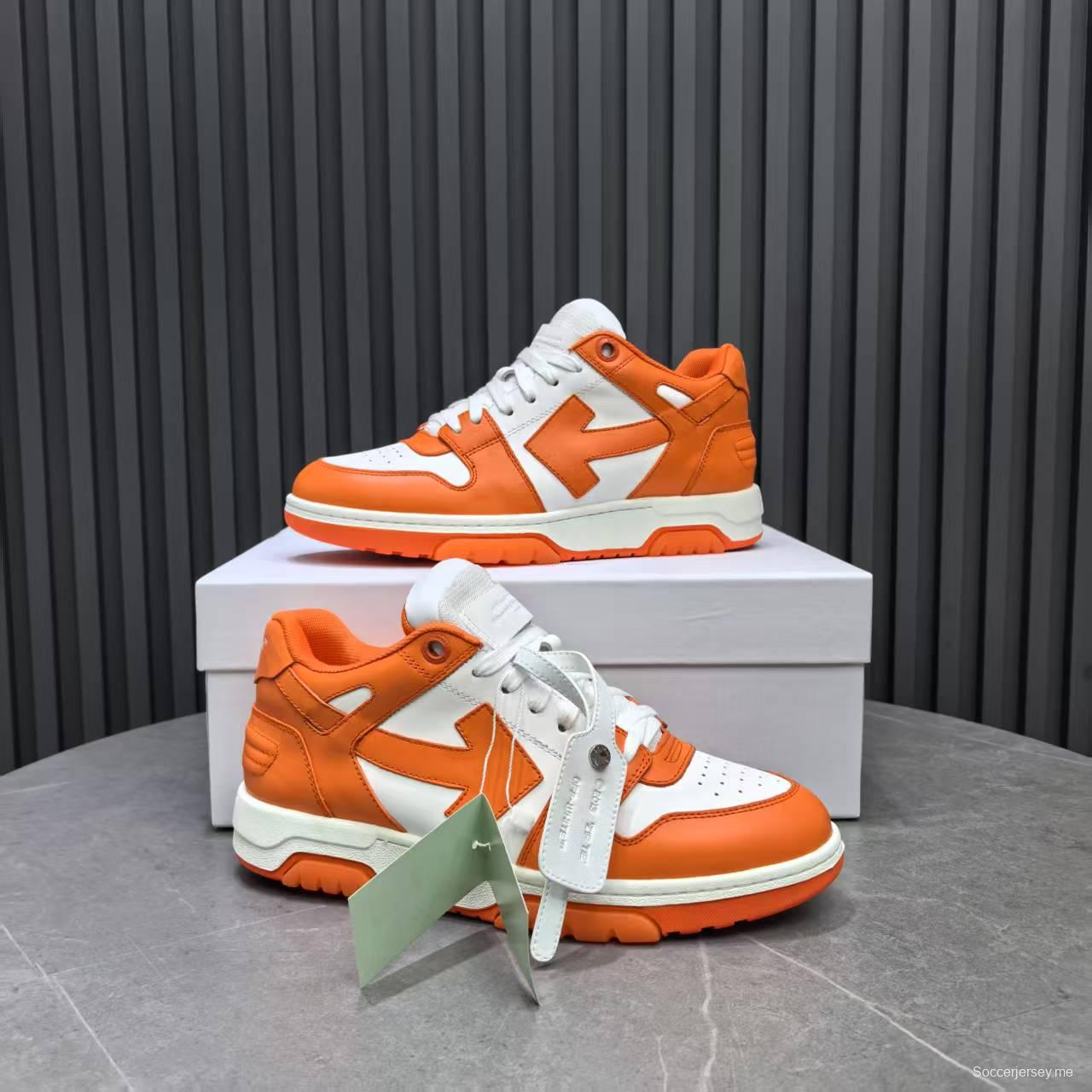2025 Unisex Off-White Orange White Leather Sneakers MJ00320