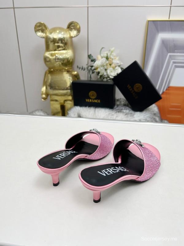 2025 Women VERSACE Pink Leather Sandals MJ00230