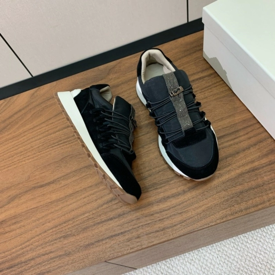 2025 Unisex Brunello Cucinelli Black Suede Leather Sneakers LY