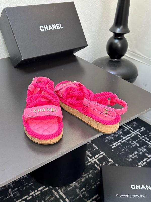 2025 Women Chanel Pink Fabric Rope Sandals LY00260