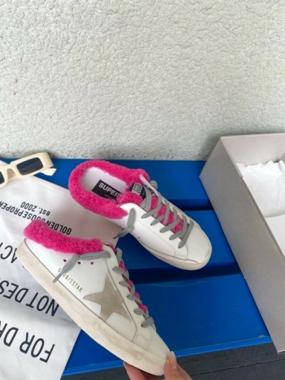 2024 Slippers GGDB White Pink Shearling Slippers MJ00280