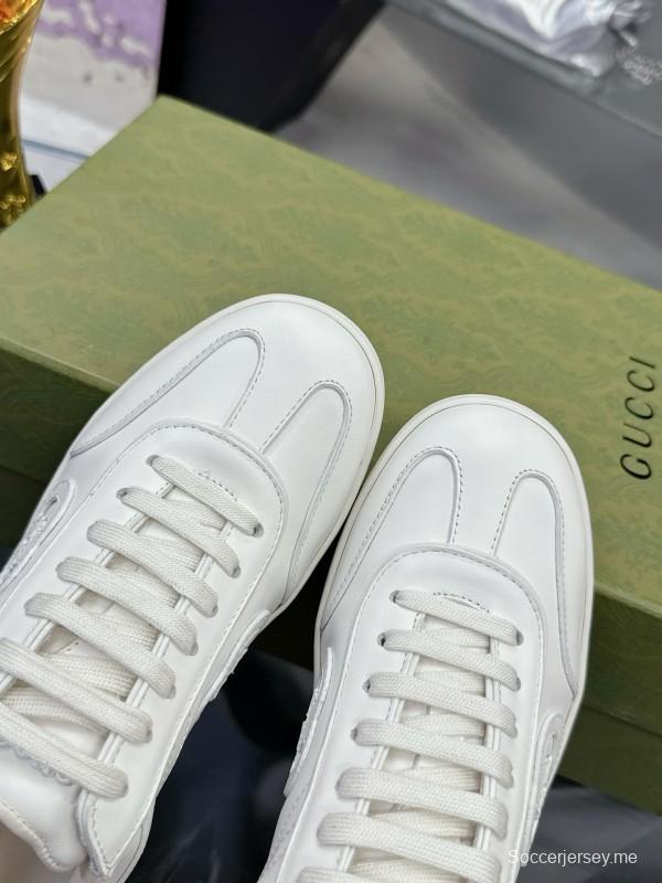 2024 Unisex Gucci White Leather Suede Sneakers MJ00310