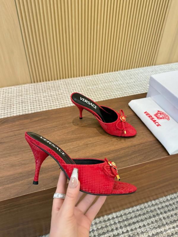 2025 Women VERSACE Red Leather Heels LY00250