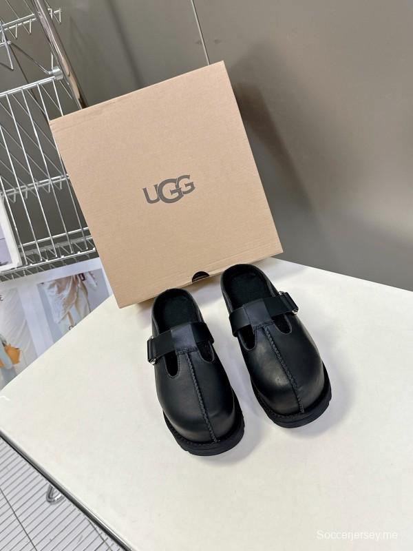 2025 UGG Black Leather Slippers KFY00230