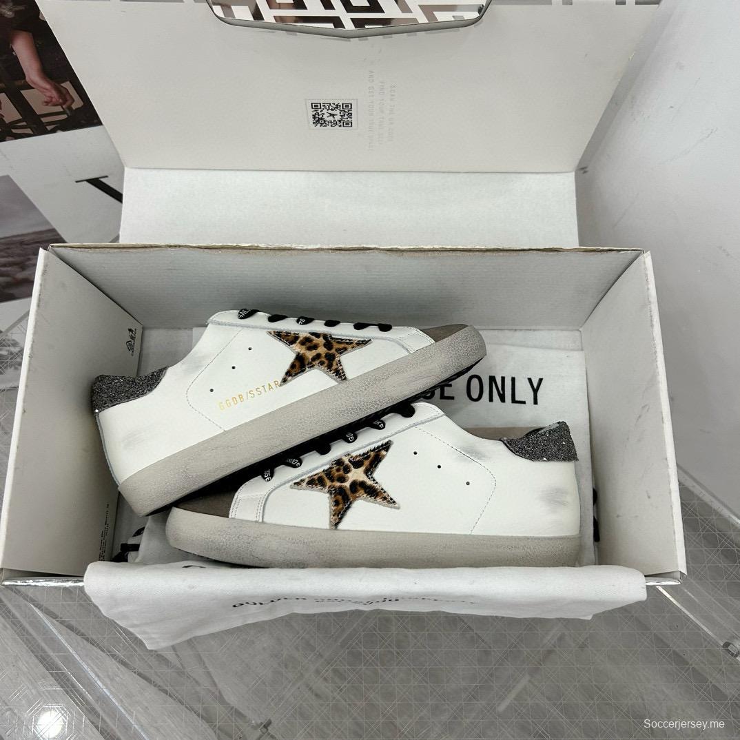 2025 Women GGDB White Leopard Suede Leather Sneakers