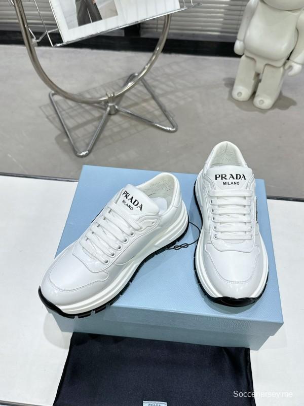 2025 Women Prada White Leather Sneakers KFY00310