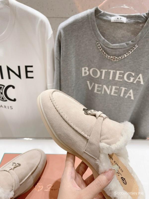 2024 Slippers LP beige suede fur lined summer walk