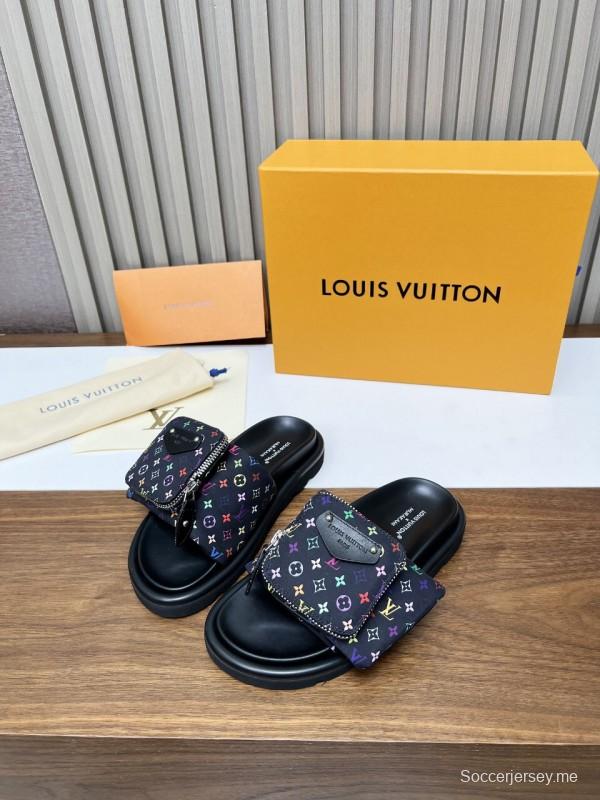 2025 Slippers Louis Vuitton Multicolor Canvas Slippers KFY00230